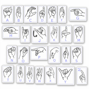 Amerikanische Gebärdensprache lernen ASL Alphabet  Aufkleber