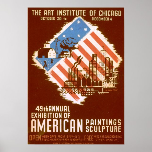 Amerikanische Gemälde Skulptur Vintage Poster (Vorne)