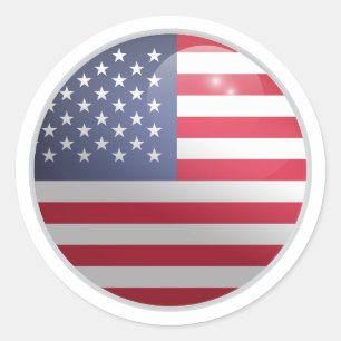 Amerikanische Glossy Circle Flag Runder Aufkleber