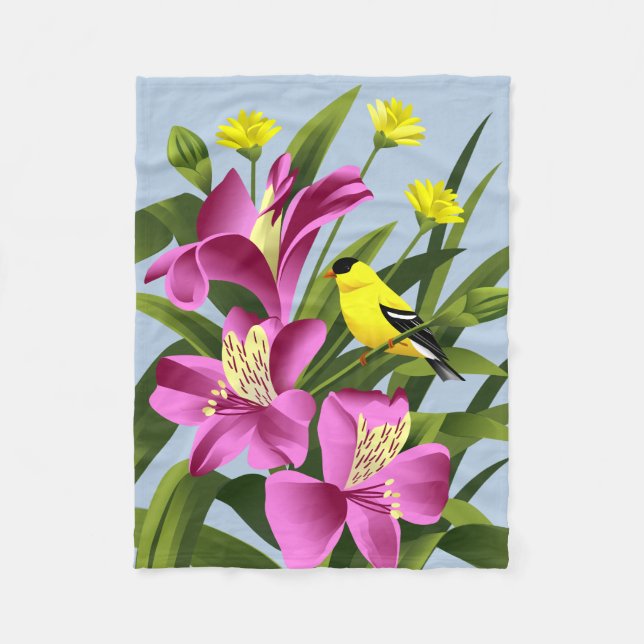 Amerikanische Goldfinch-Kunst-Geschenke Fleecedecke (Vorderseite)