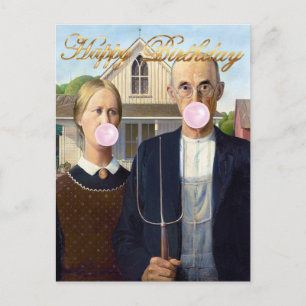 Amerikanische Gothic-Blasen Pink-Bläschen-Gummi Postkarte