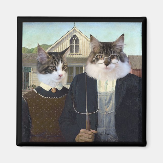 Amerikanische Gothic-lustige Katzenmagnete Magnet (Vorne)