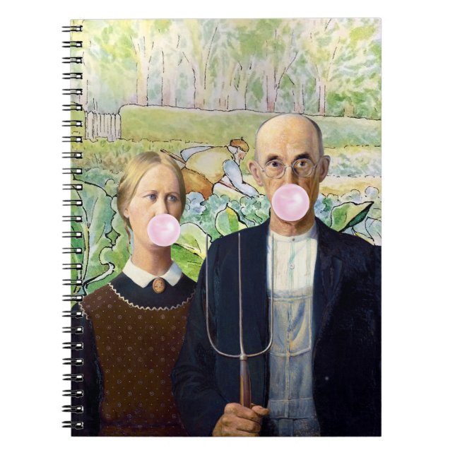Amerikanische Gothic Pink Bubble Kaugummi Garten H Notizblock (Vorderseite)