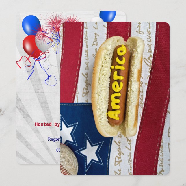 Amerikanische GRILLEN 4. Juli Party Einladung (Vorne/Hinten)
