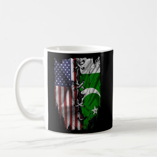 Amerikanische Grosspakistanische Roots USA Flagge  Kaffeetasse (Links)