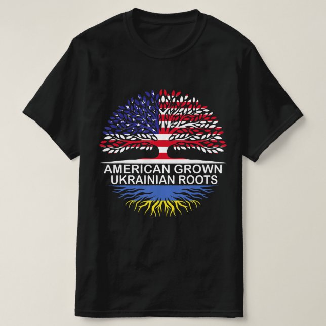 Amerikanische Grossukrainische Roots-Fahne T-Shirt (Design vorne)