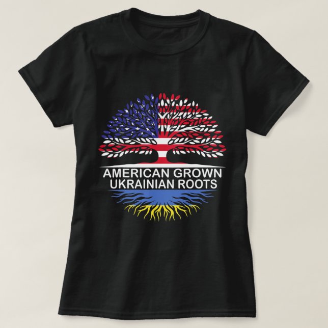 Amerikanische Grossukrainische Roots-Fahne T-Shirt (Design vorne)