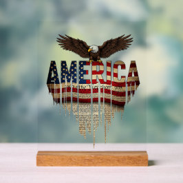 Amerikanische Grunge-Fahne und Adler Acrylschild