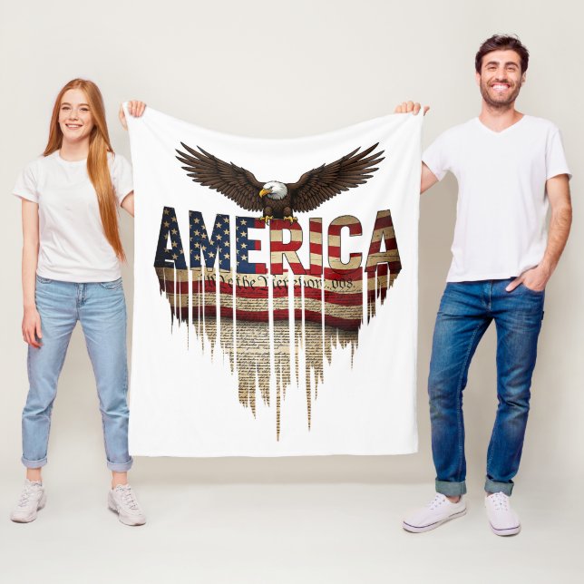 Amerikanische Grunge-Fahne und Adler Fleecedecke (Beispiel)
