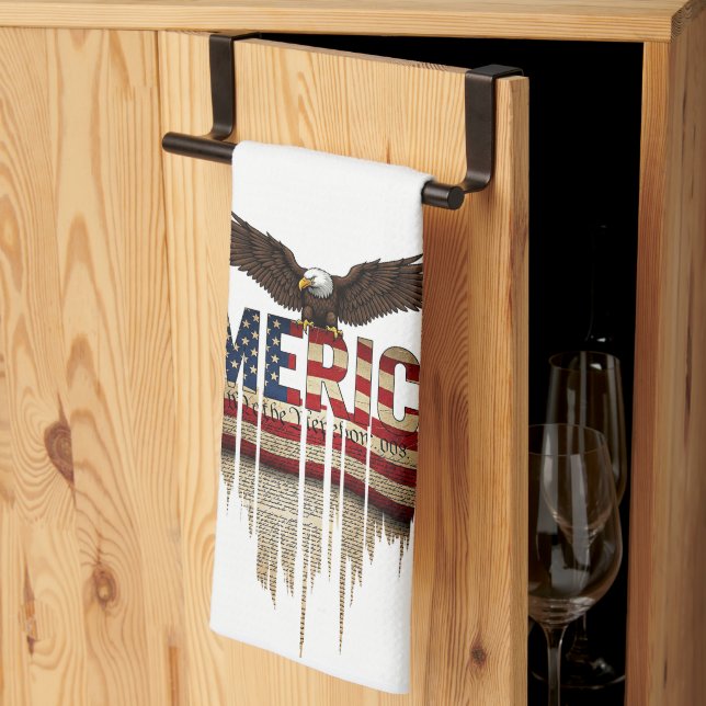Amerikanische Grunge-Fahne und Adler Geschirrtuch (Drittel gefaltet)