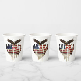 Amerikanische Grunge-Fahne und Adler Pappbecher