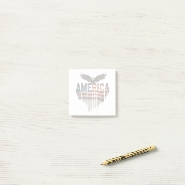 Amerikanische Grunge-Fahne und Adler Post-it Klebezettel (Auf Schreibtisch)
