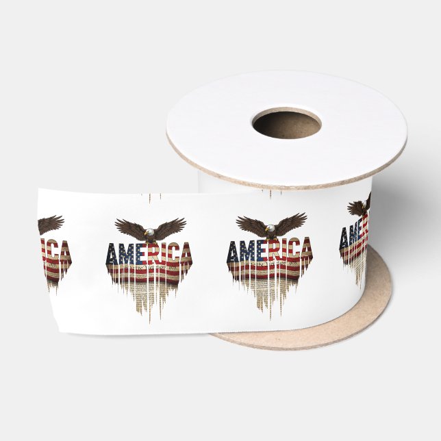 Amerikanische Grunge-Fahne und Adler Satinband (Spule)