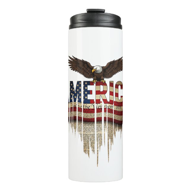 Amerikanische Grunge-Fahne und Adler Thermosbecher (Vorderseite)