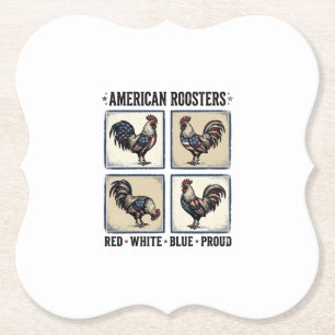 Amerikanische Hähne Vintage Patriotisches Shirt De Untersetzer