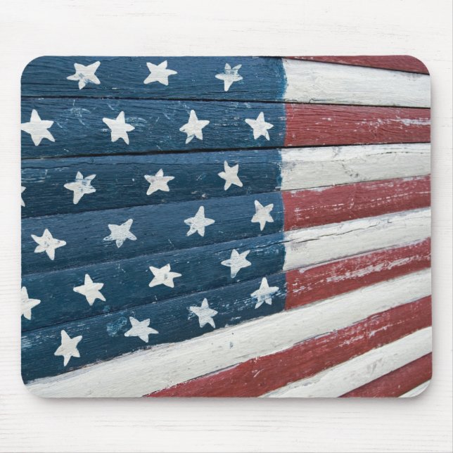 Amerikanische Holzflagge Mousepad (Vorne)