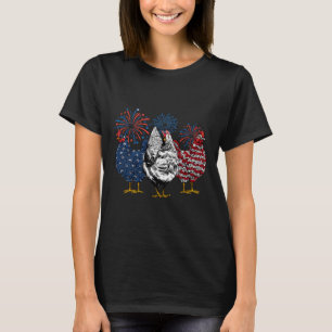Amerikanische Hühner Tiere Lustig 4. Juli Feuerwer T-Shirt