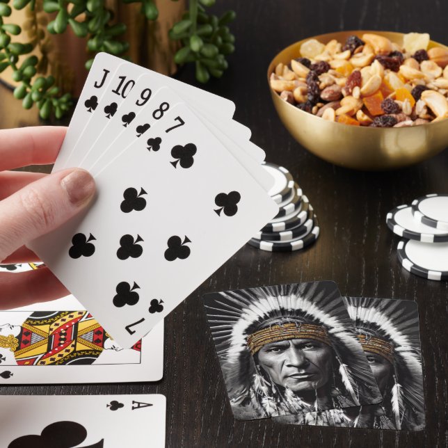 Amerikanische Irokesen spielen Karten Spielkarten (In Situ)