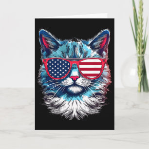 Amerikanische Katze Sungles USA-Flagge 4. Juli Kat Karte
