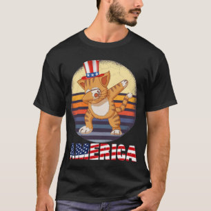 Amerikanische Katze trägt Onkel-Hut, 4. Juli T-Shirt