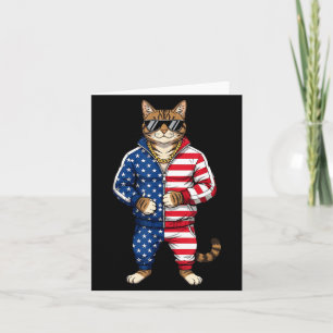 Amerikanische Katze USA-Flagge 4. Juli Patriotisch Karte
