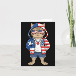 Amerikanische Katze USA-Flagge Rot Weiß Blau Patri Karte