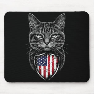 Amerikanische Katze USA-Flagge Rot Weiß Blau Patri Mousepad