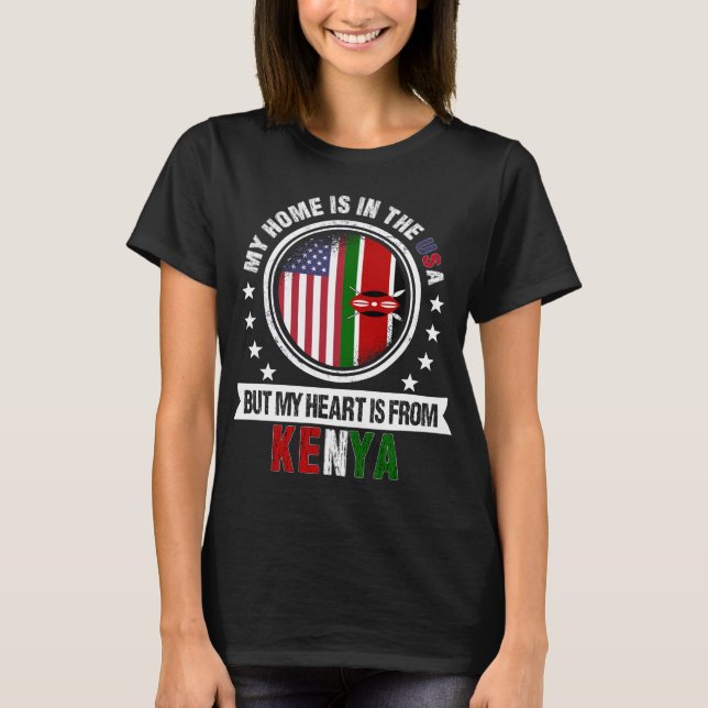 Amerikanische kenianische Flagge Herz Kenya amerik T-Shirt (Vorderseite)