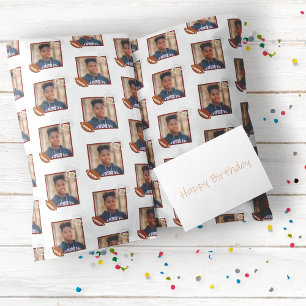 Amerikanische Kinder-Fußball-Foto-Geburtstag Geschenkpapier