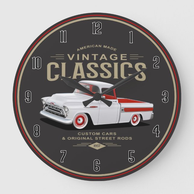 Amerikanische Klassik White Truck Große Uhr (Vorderseite)