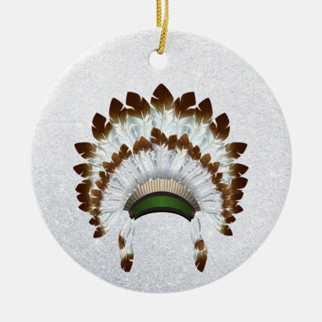 Amerikanische Kopfbedeckung Keramik Ornament (Vorne)