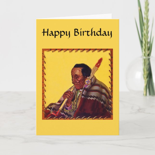 Amerikanische Kriegerfriedenspipe zum Geburtstag Karte (Vorderseite)