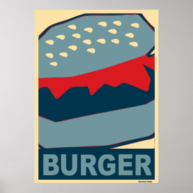 Amerikanische Küche: Hamburger in Blue Art Poster (Vorne)
