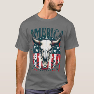 Amerikanische Kuhschädel 4. Juli Flagge T-Shirt