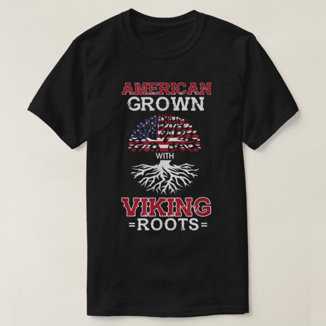 Amerikanische Kultur mit Wikingroots Patriotic Nor T-Shirt (Design vorne)