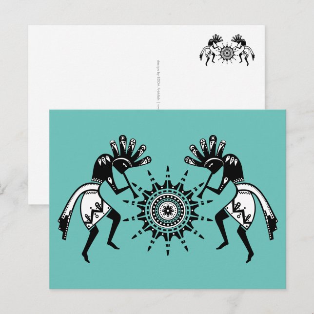 Amerikanische Kultur - Sun Dancing Kokopelli 1 Postkarte (Vorne/Hinten)