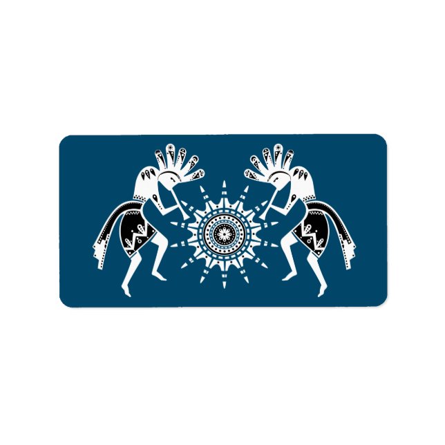 Amerikanische Kultur - Sun Dancing Kokopelli 2 Adressaufkleber (Vorne)