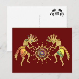 Amerikanische Kultur - Sun Dancing Kokopelli 3 Postkarte