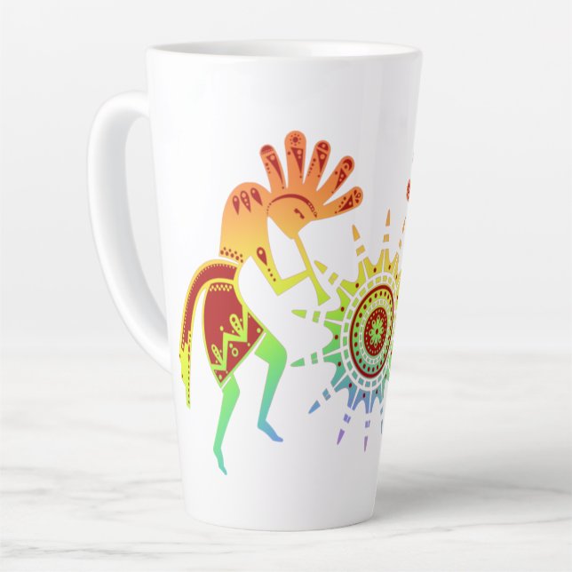 Amerikanische Kultur - Sun Dancing Kokopelli 4 Milchtasse (Linke Ecke)