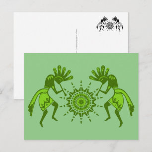 Amerikanische Kultur - Sun Dancing Kokopelli 7 Postkarte