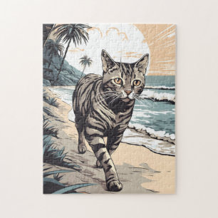 Amerikanische Kurzkatze an einem tropischen Strand