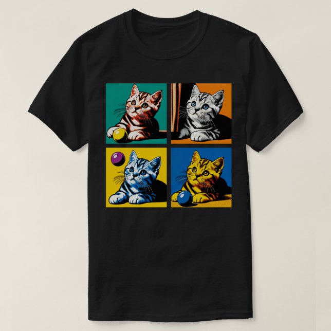 Amerikanische Kurzkunstkatzen-Kätzchen T-Shirt (Design vorne)