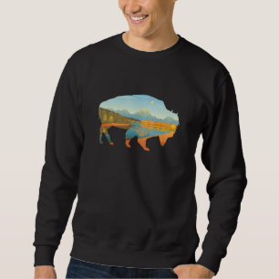 Amerikanische Landschaft Buffalo Vintag Yellowston Sweatshirt