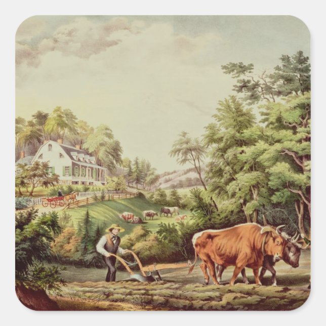 Amerikanische Landschaftsbilder Quadratischer Aufkleber (Vorderseite)