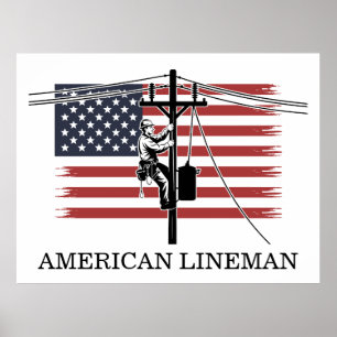 Amerikanische Lineman-Flagge – Elektriker- und Ver Poster