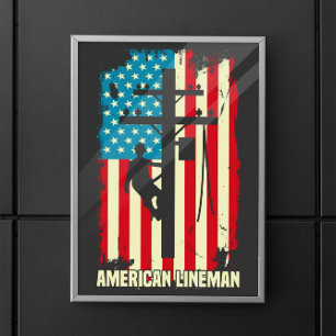  Amerikanische Lineman-Flagge Elektrisches Kabel P Poster