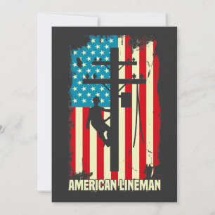 Amerikanische Lineman-Flagge Elektrisches Kabel Pa Einladung