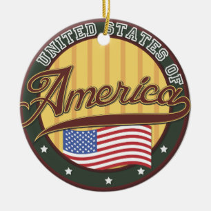 Amerikanische Logo-Reiseplakat Keramikornament