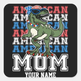 Amerikanische Mama 4. Juli Patriotische Personalis Quadratischer Aufkleber