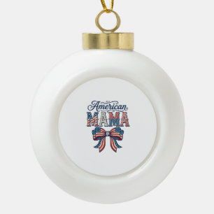Amerikanische Mama Patriotischer Bogen Vintage 4. Keramik Kugel-Ornament